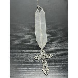 Cross pendant black and silver stones